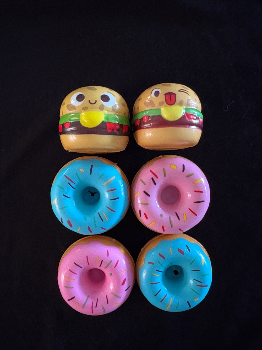 Cute Burger & Donut Slow Rise Squishy Toy Set - Pink/Blue/Brown